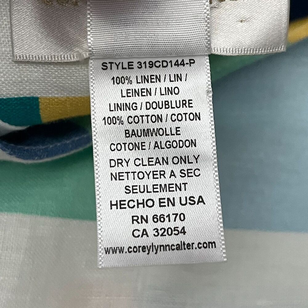 Corey Lynn Calter Clare Linen Shift Dress Pockets Multicolor Block Size L USA - Picture 8 of 9